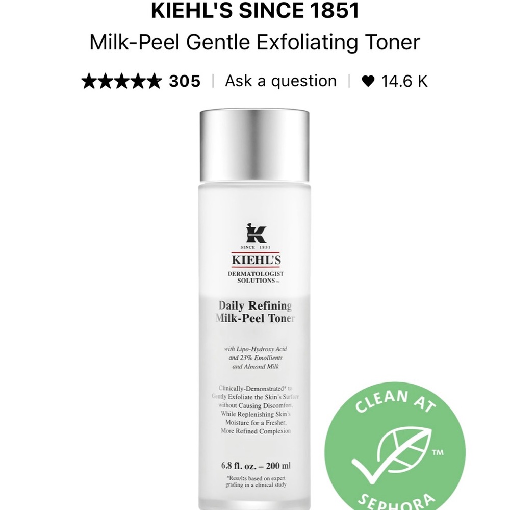 Kiehl’s Refining Milk-Peel Toner